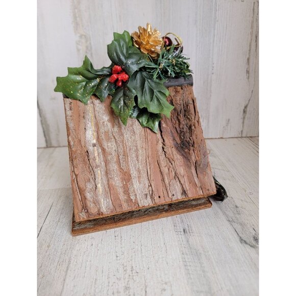 Wooden Birdhouse ponsieta bow holiday xmas decor home - Picture 6 of 8